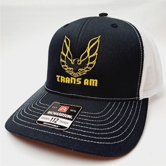 Trans Am Firebird Trucker Mesh Snapback Curved Bill Hat Cap Black Whi… - Picture 2 of 4